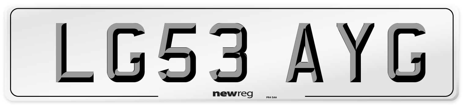 LG53 AYG Number Plate from New Reg